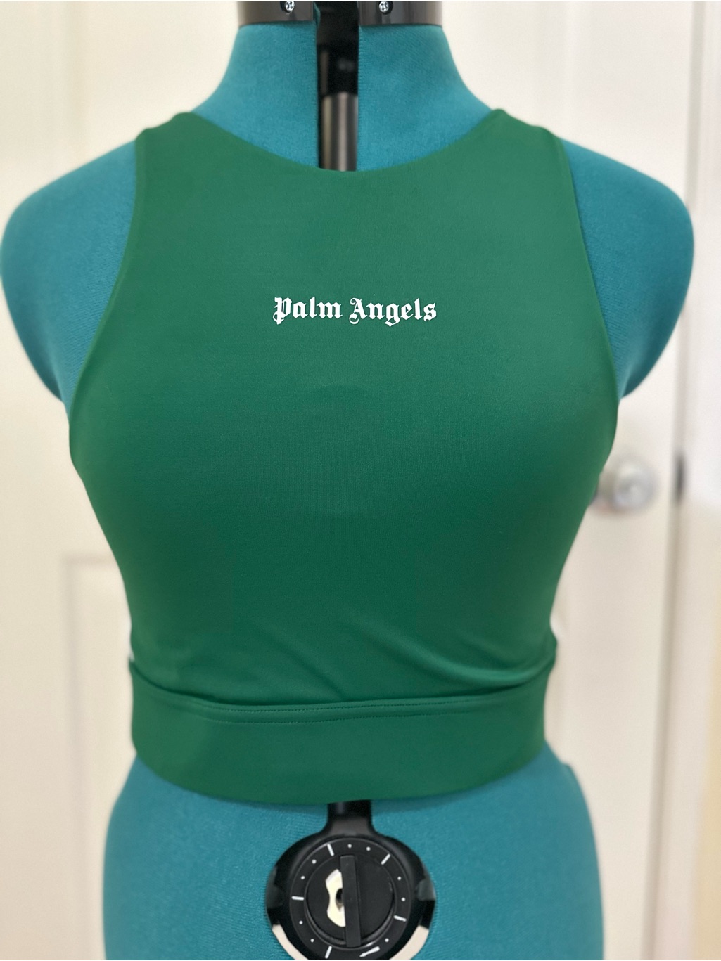 Palm Angels Green Logo Crop Track Top Tank - Size L $308 Msrp